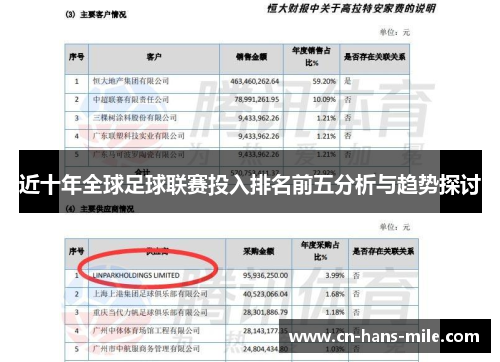 近十年全球足球联赛投入排名前五分析与趋势探讨